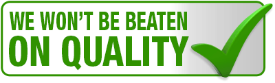We won't be beaten on quality Green Tick Badge